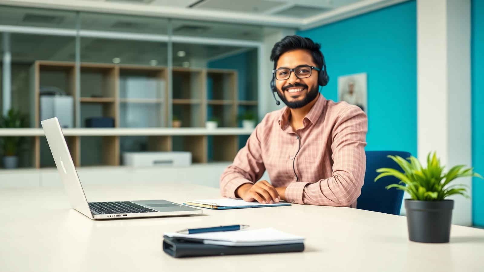 Customer support specialist at a desk ready to assist with laboratory enquiries