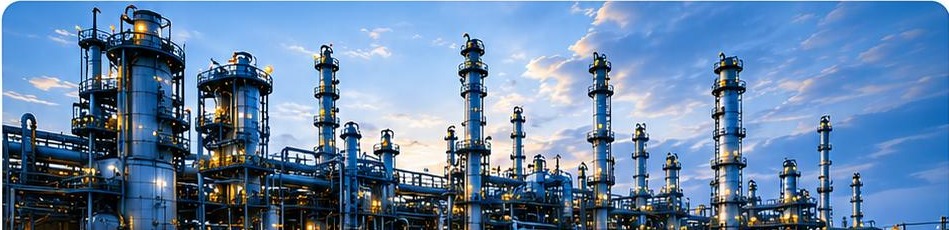 Chemical and petrochemical plant at dusk